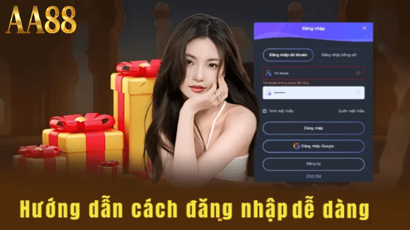 Tiến hành đăng nhập aa88